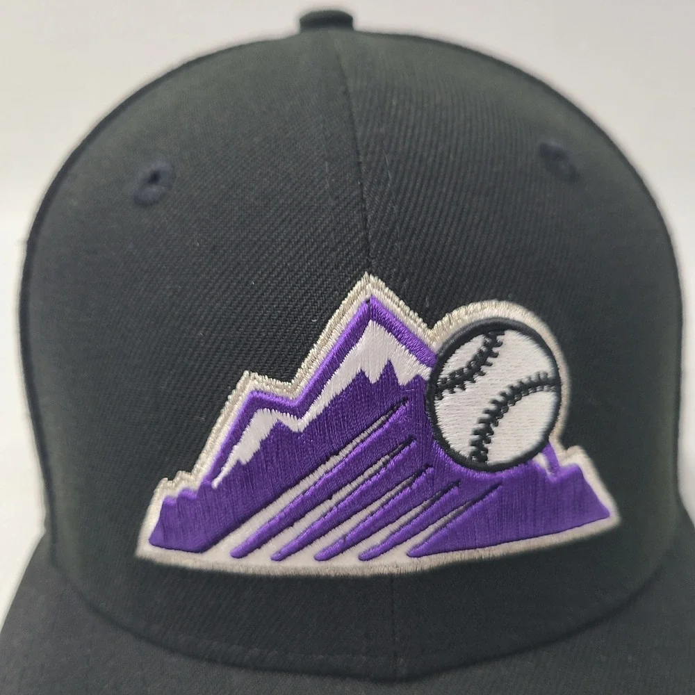 Colorado Rockies Hat Fitted 7 1/8 New Era 59Fifty Black 25th Anniversary Patch‎